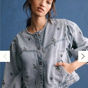 Pilcro Blue Floral Jean Jacket - Size M